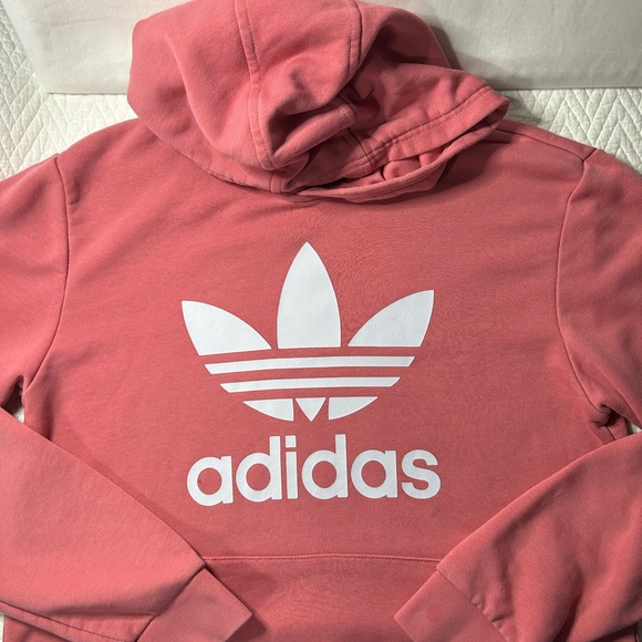 Adidas Junior, extra large trefoil long sleeve hoodie, colored dust, pink - Picture 9 of 9